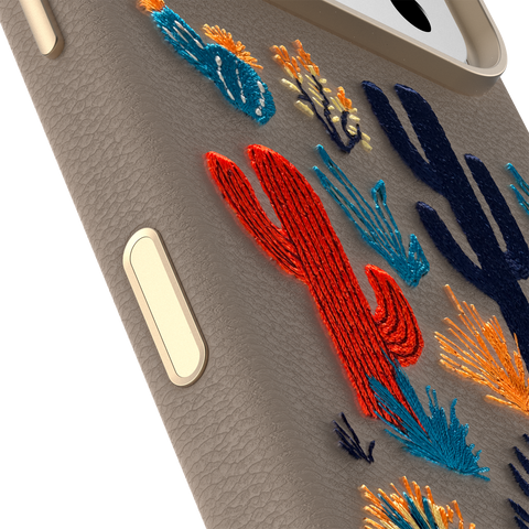 iPhone 17 Pro Case Symmetry Series Cactus Leather Embroidery