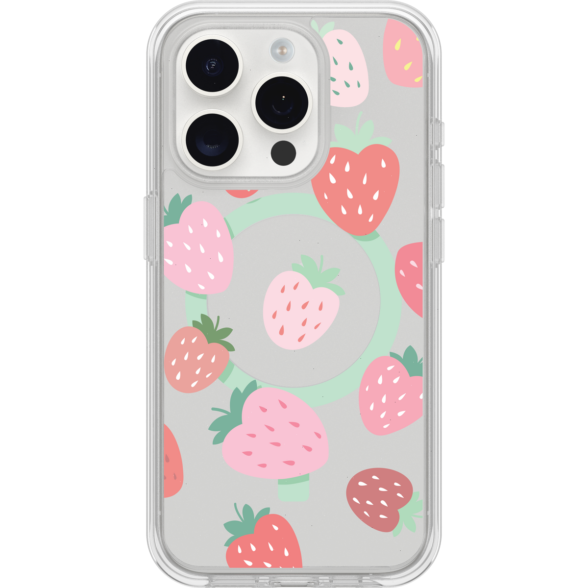 iPhone 15 Pro Case Symmetry Series Clear for MagSafe Strawberry