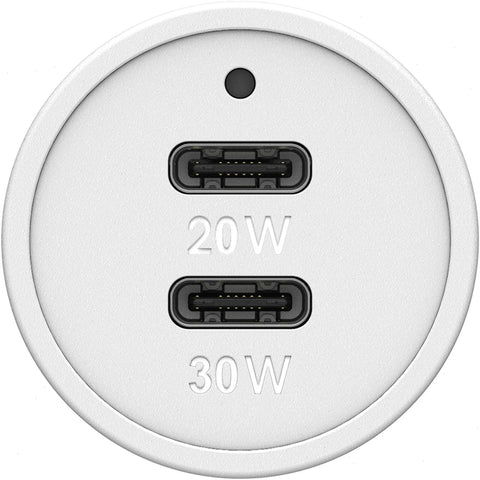 USB-C to USB-C Dual Port Car Charger, 50W Combined Fast Charge